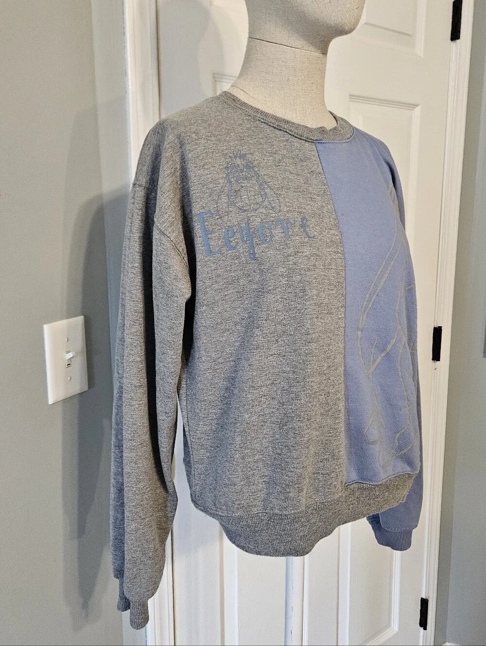 Disney Eeyore Gray and Blue Crewneck Sweatshirt